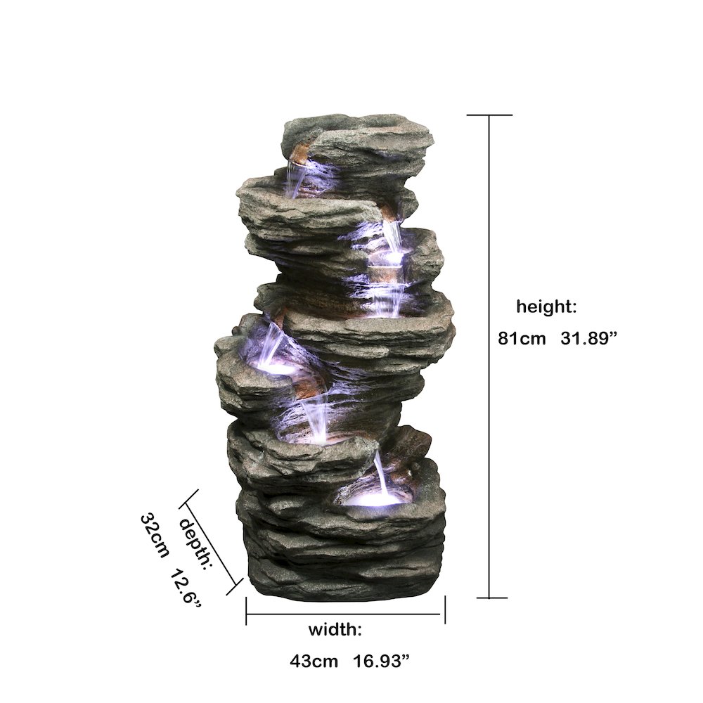 7 Level Slate Stone Fountain W/Light. Picture 6