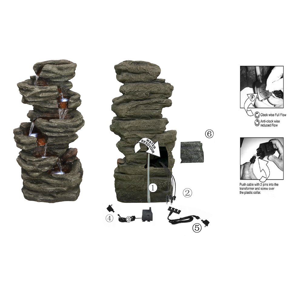 7 Level Slate Stone Fountain W/Light. Picture 8