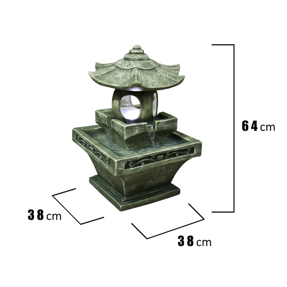 Pagoda Lantern Fountain W/Light. Picture 1