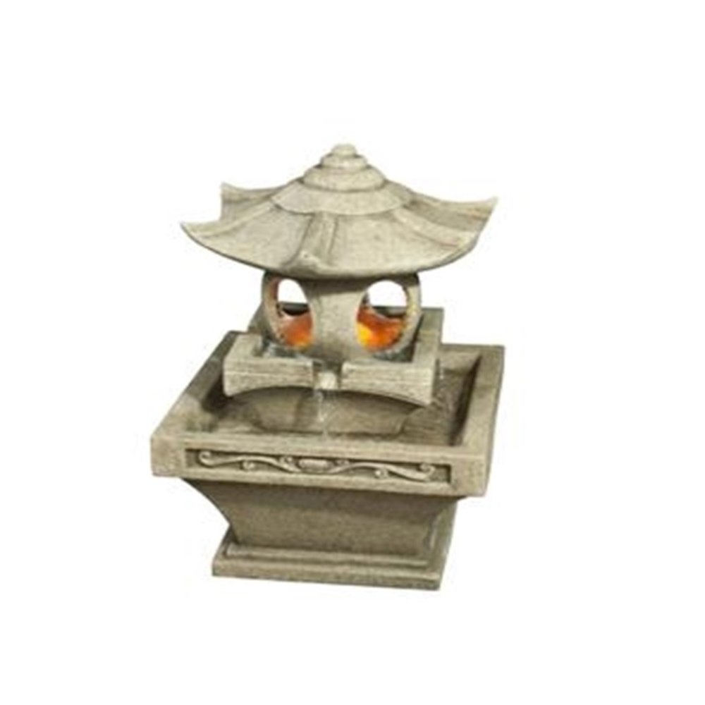 Pagoda Lantern Fountain W/Light. Picture 2