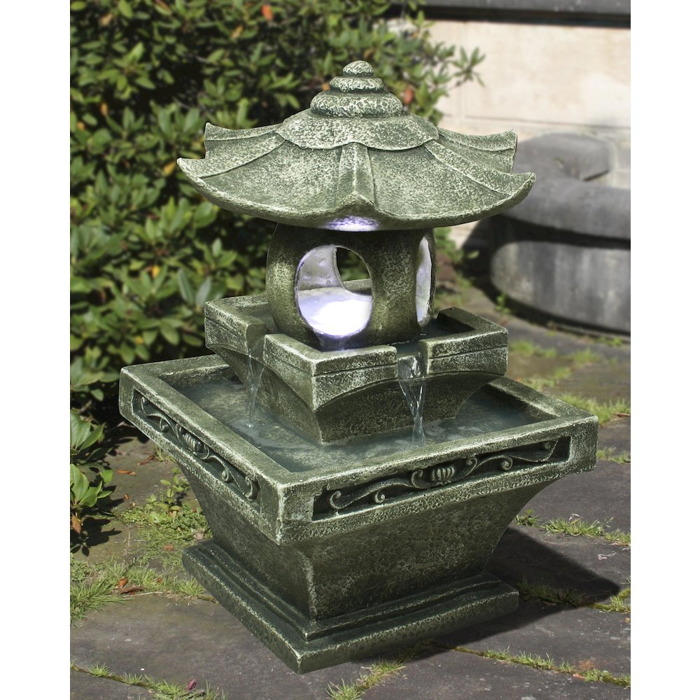 Pagoda Lantern Fountain W/Light. Picture 3