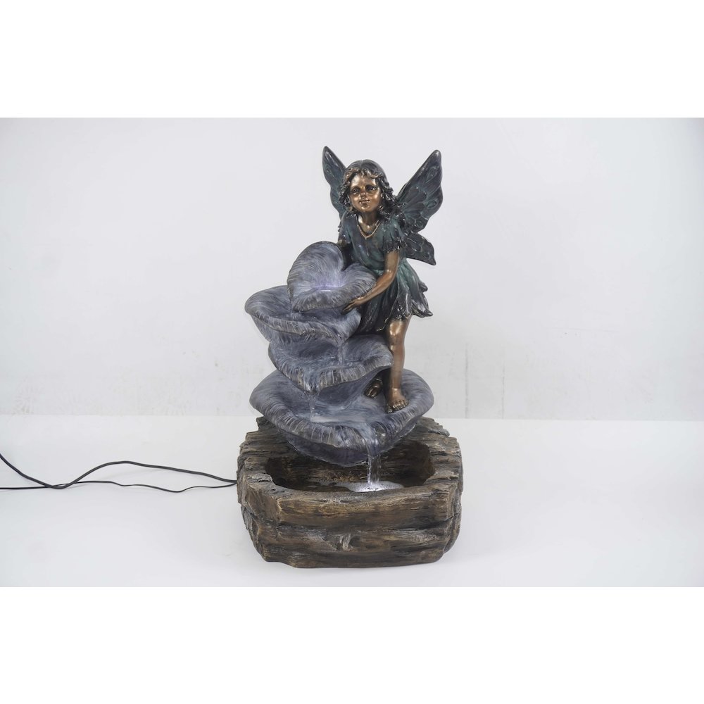 Fairy On The Rock Fountain W/ 2 White LEDs. Picture 5
