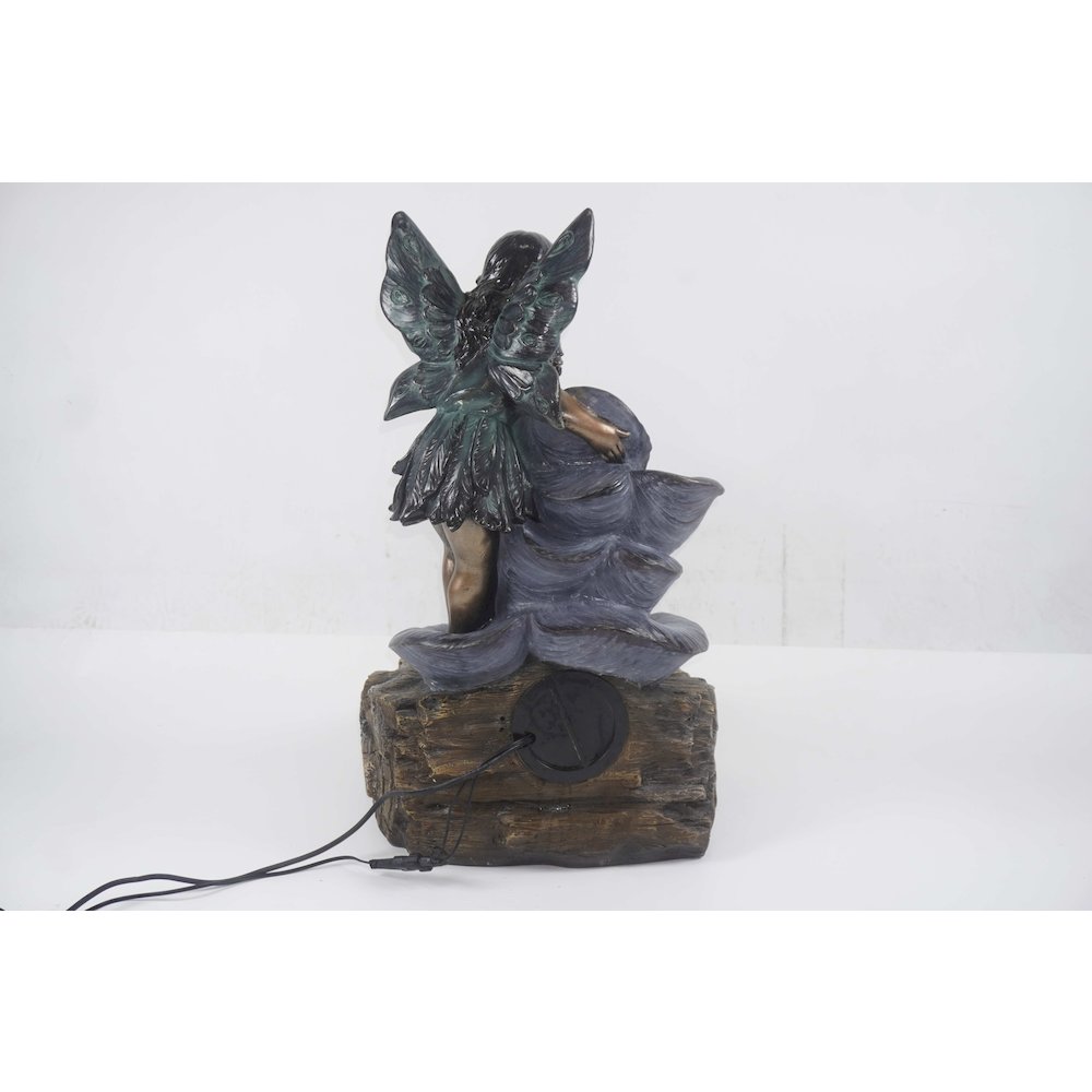 Fairy On The Rock Fountain W/ 2 White LEDs. Picture 1