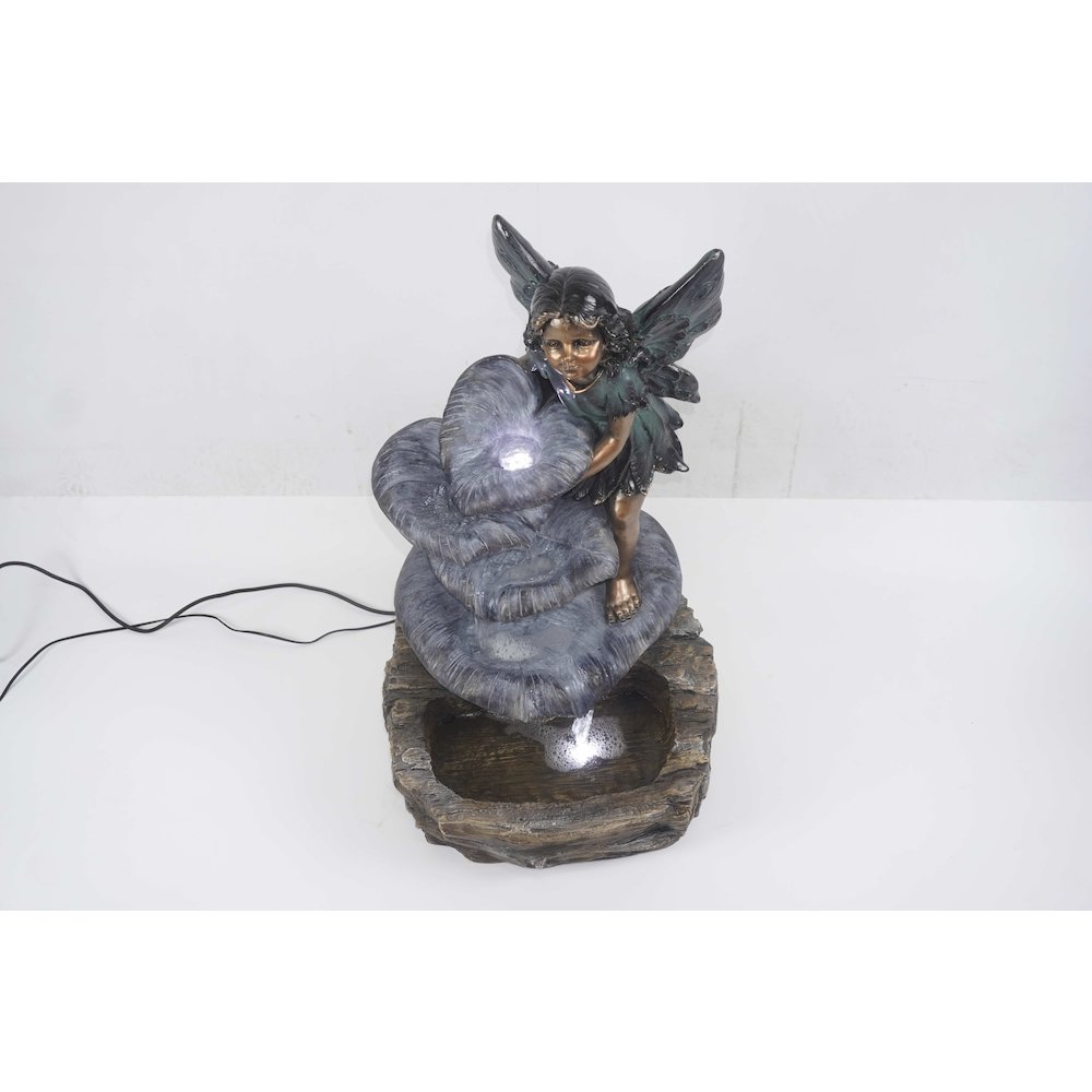 Fairy On The Rock Fountain W/ 2 White LEDs. Picture 2