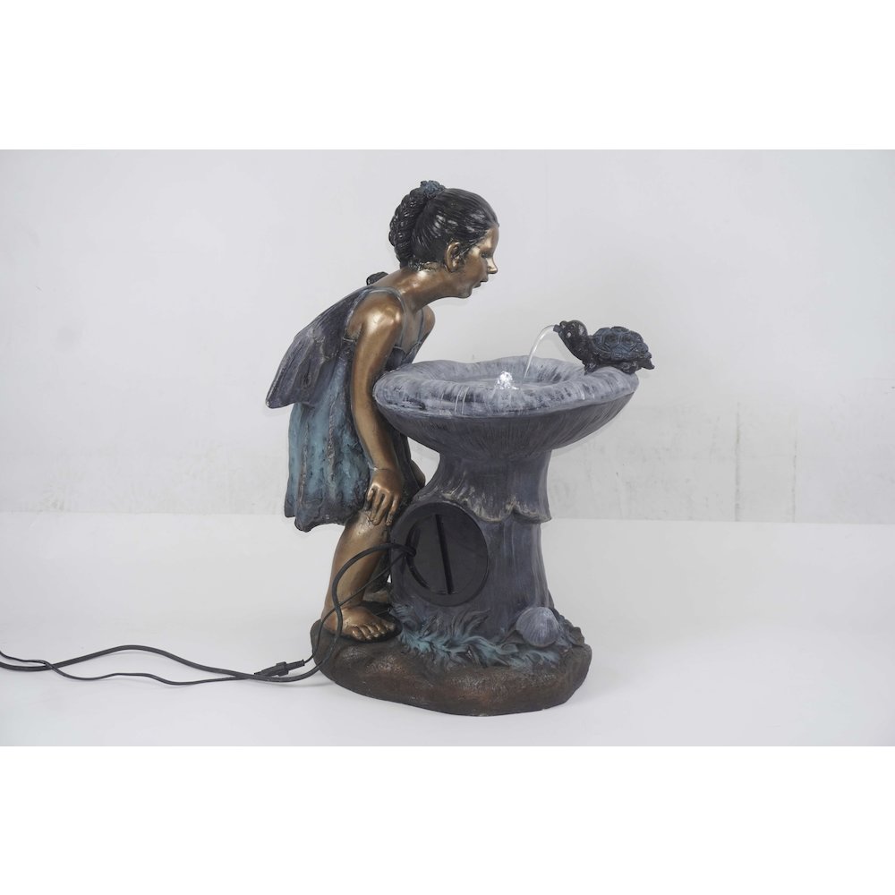 Girl Playing By Water Fountain W/White LED. Picture 5