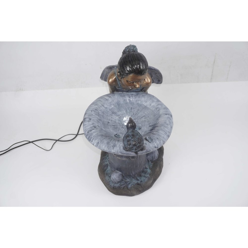 Girl Playing By Water Fountain W/White LED. Picture 4