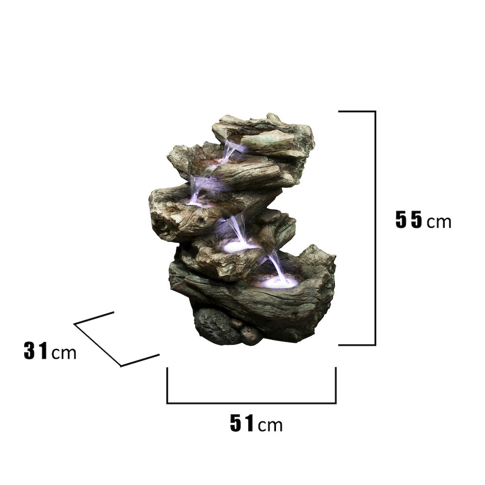 4 Level Logs Fountain W/LED. Picture 6