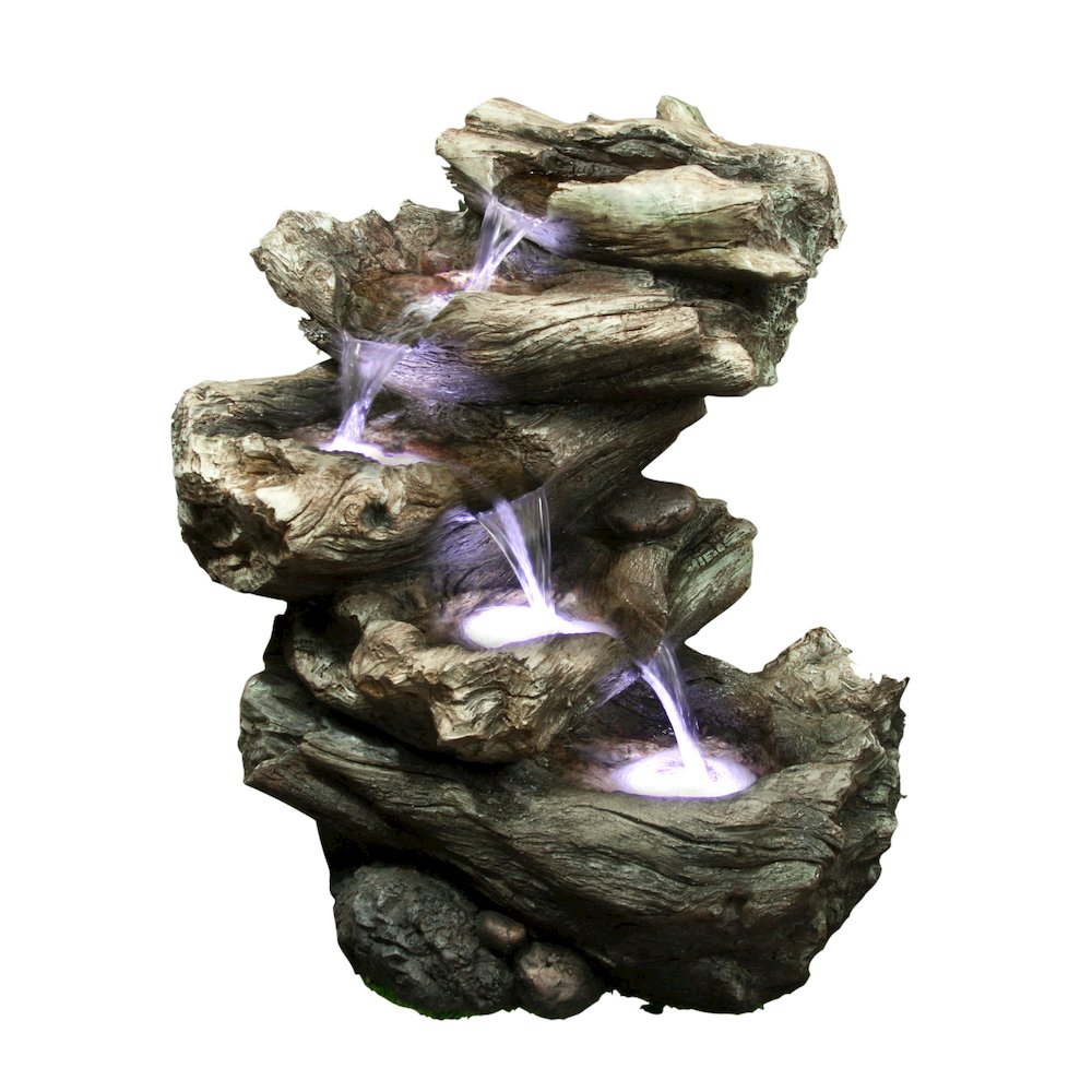 4 Level Logs Fountain W/LED. Picture 2