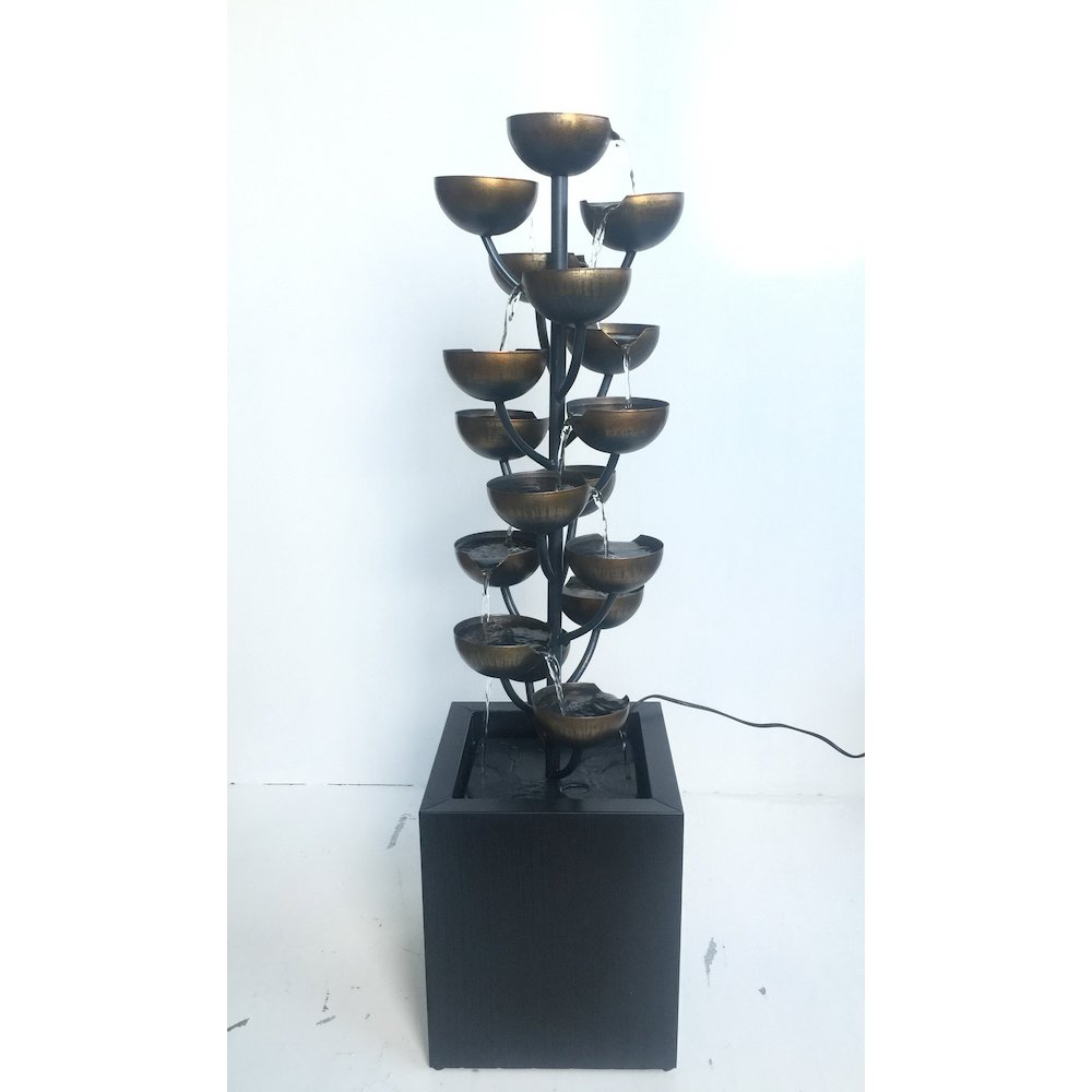 Multi Level Zinc Metal Stacked Cups Fountain. Picture 1