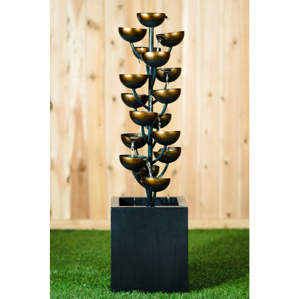Multi Level Zinc Metal Stacked Cups Fountain. Picture 4