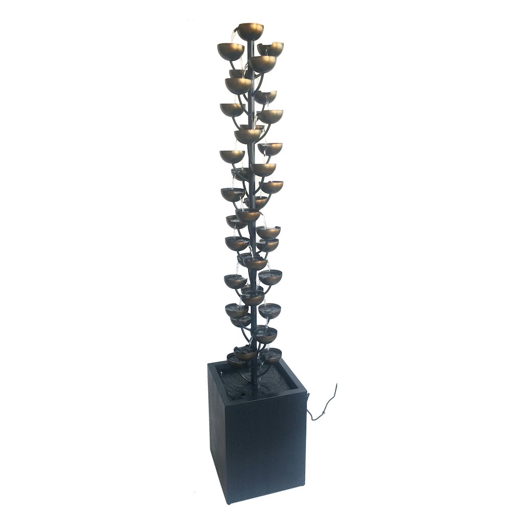 Tall Multi Level Zinc Metal Stacked Cups Fountain. Picture 3