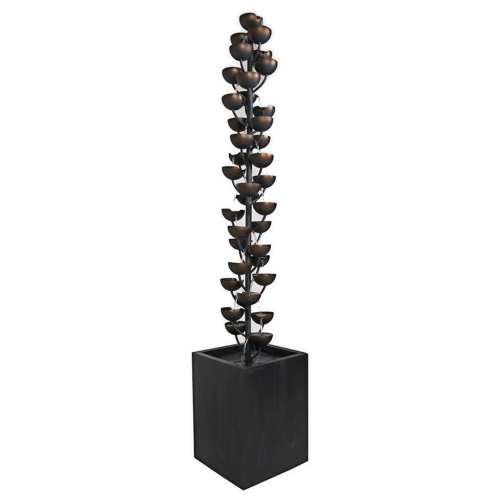Tall Multi Level Zinc Metal Stacked Cups Fountain. Picture 2