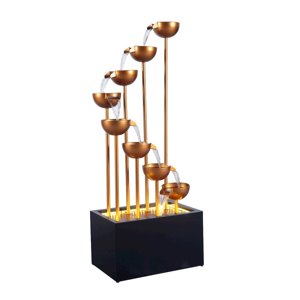 Zinc Metal 8 Cups Fountain with LED Lights. Picture 1