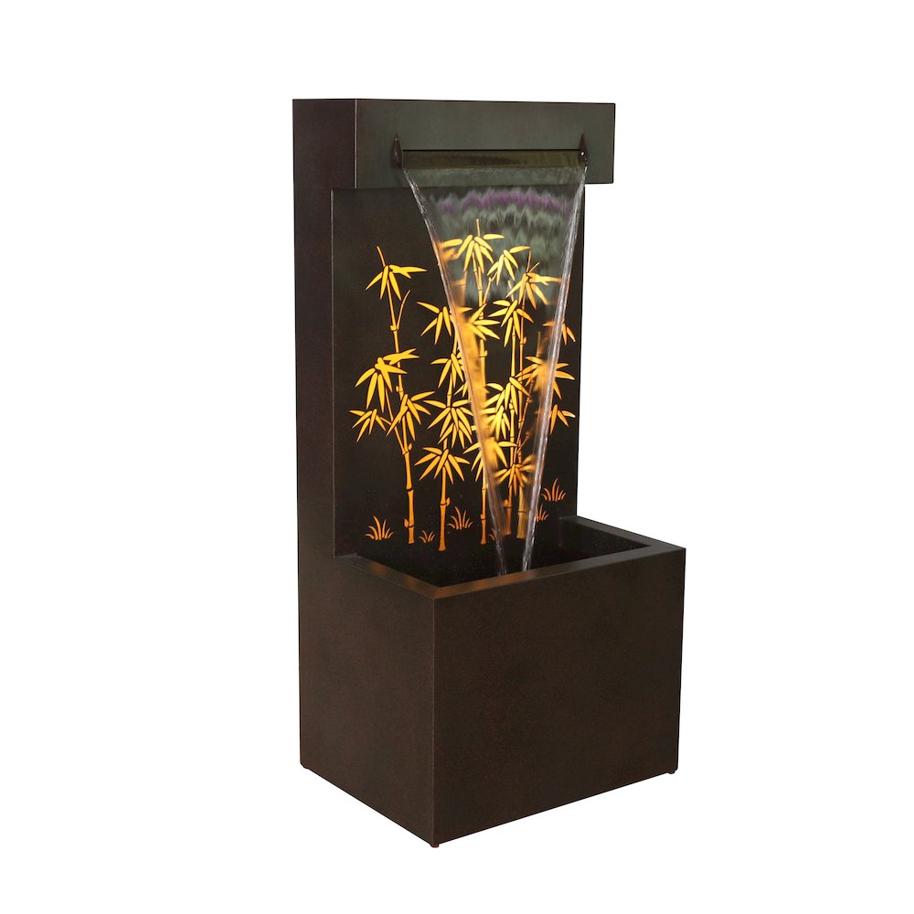 Bamboo Hollow Carved Fountain W/LEDs. Picture 1