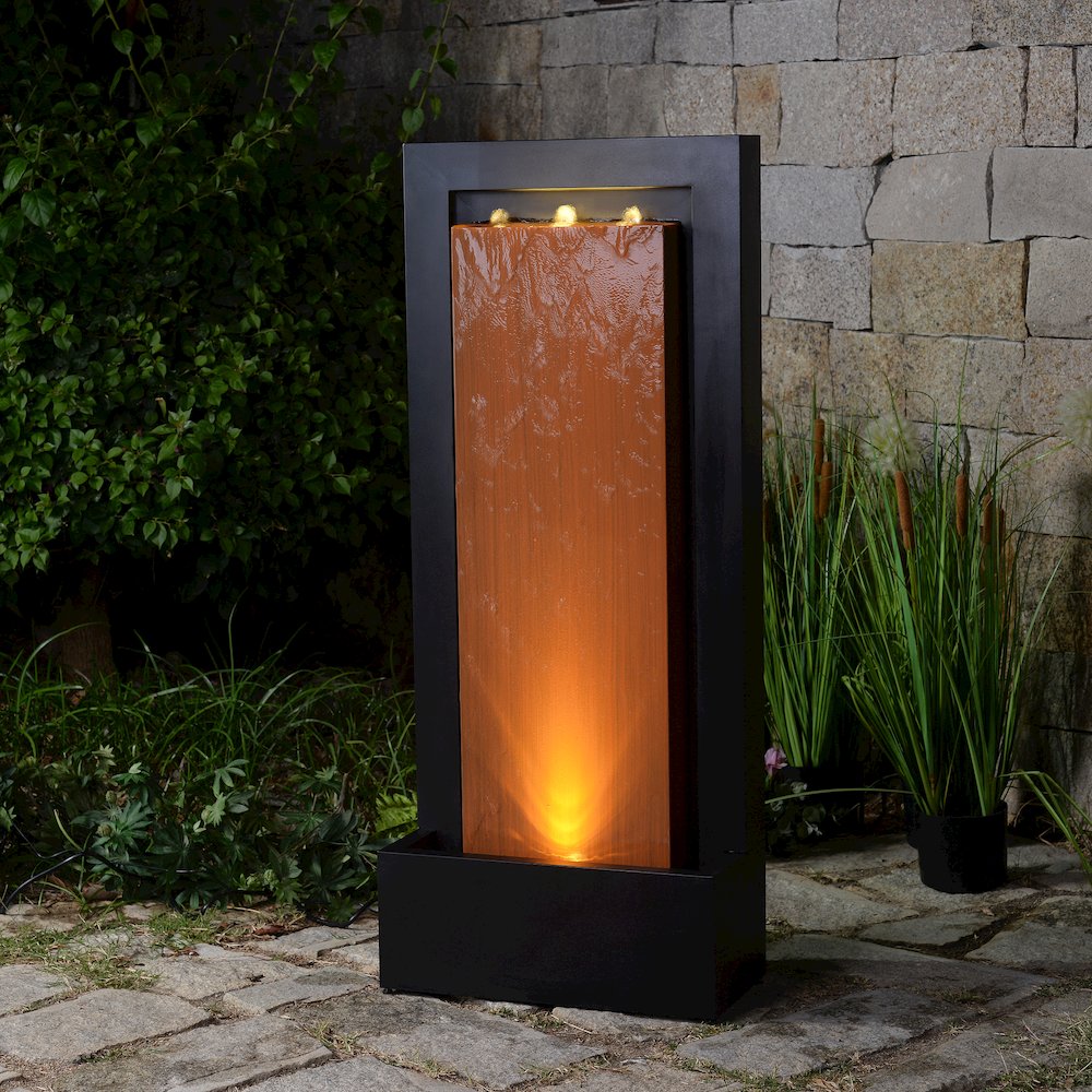 Zinc Metal Fountain with LED Lights - Rustic Elegance. Picture 2