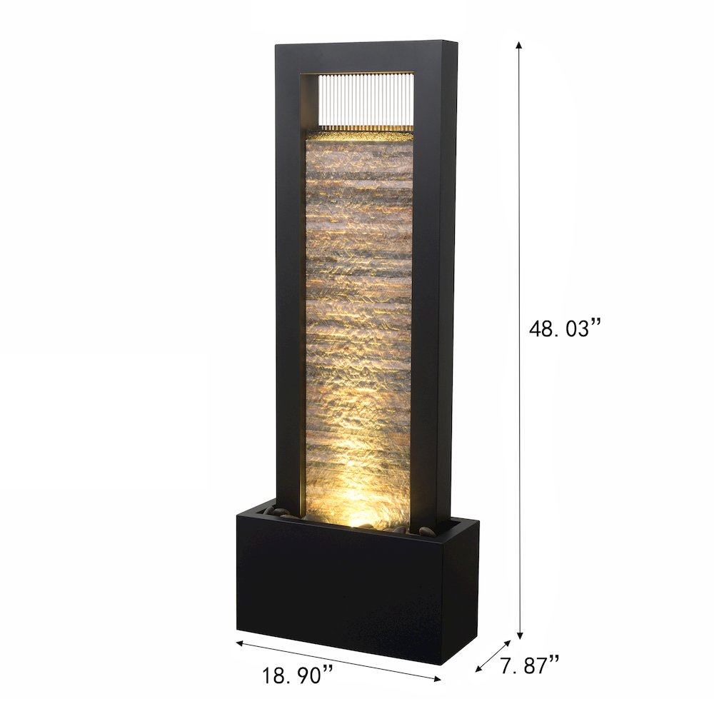 Versatile Zen Metal Fountain with Stone Brick Accent. Picture 3