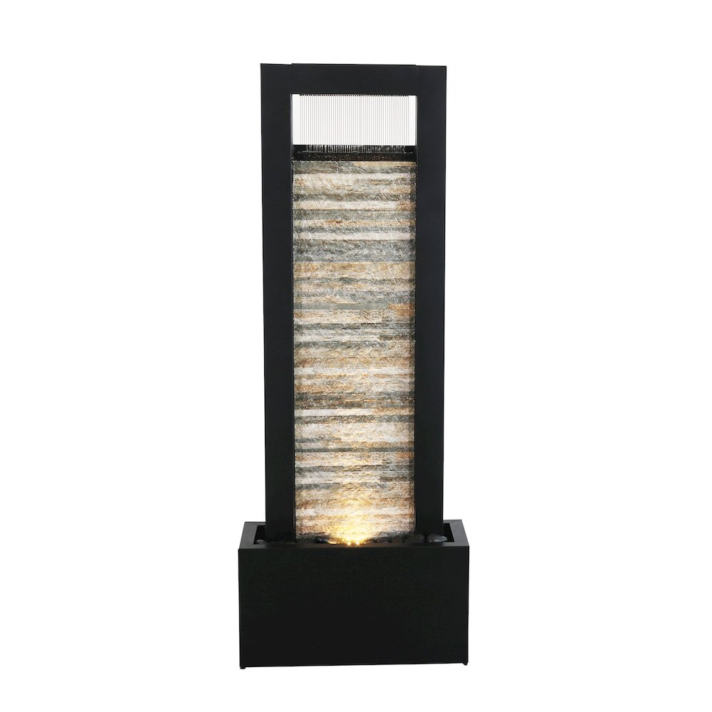 Versatile Zen Metal Fountain with Stone Brick Accent. Picture 1
