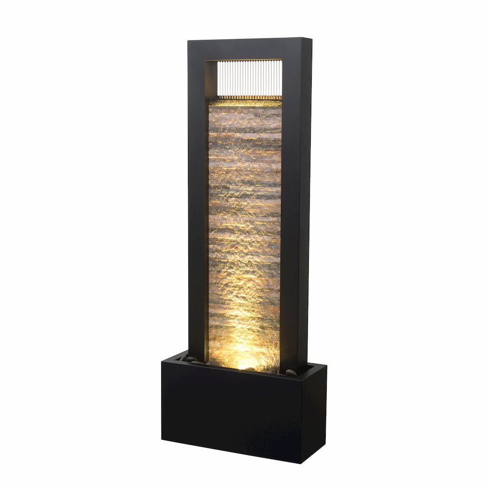 Versatile Zen Metal Fountain with Stone Brick Accent. Picture 4