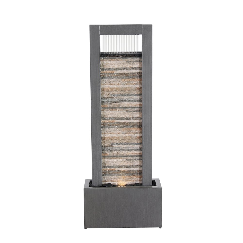Zen Garden Metal Fountain with Stone Brick Accent - Tranquil Harmony. Picture 1