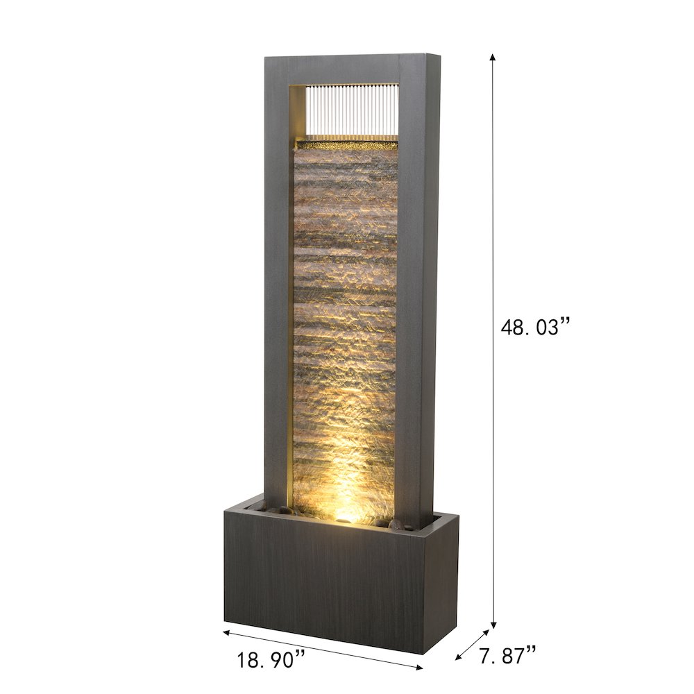 Zen Garden Metal Fountain with Stone Brick Accent - Tranquil Harmony. Picture 3
