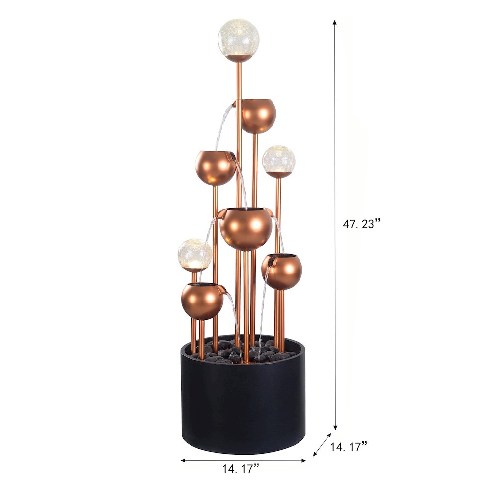 Outdoor Metal Fountain with Glass Ball Accent and Warm White LED Lights. Picture 3