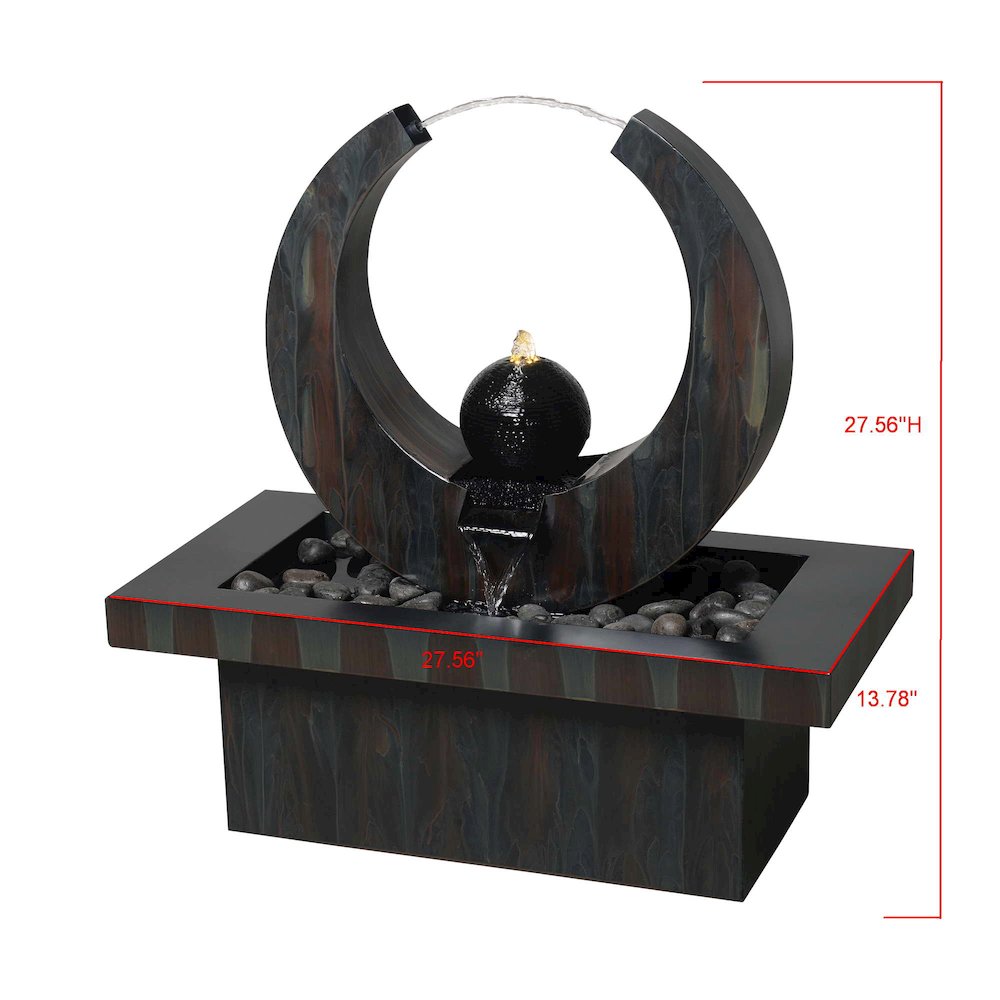 Outdoor Metal Fountain with LED Lights - Rusty Gray. Picture 3