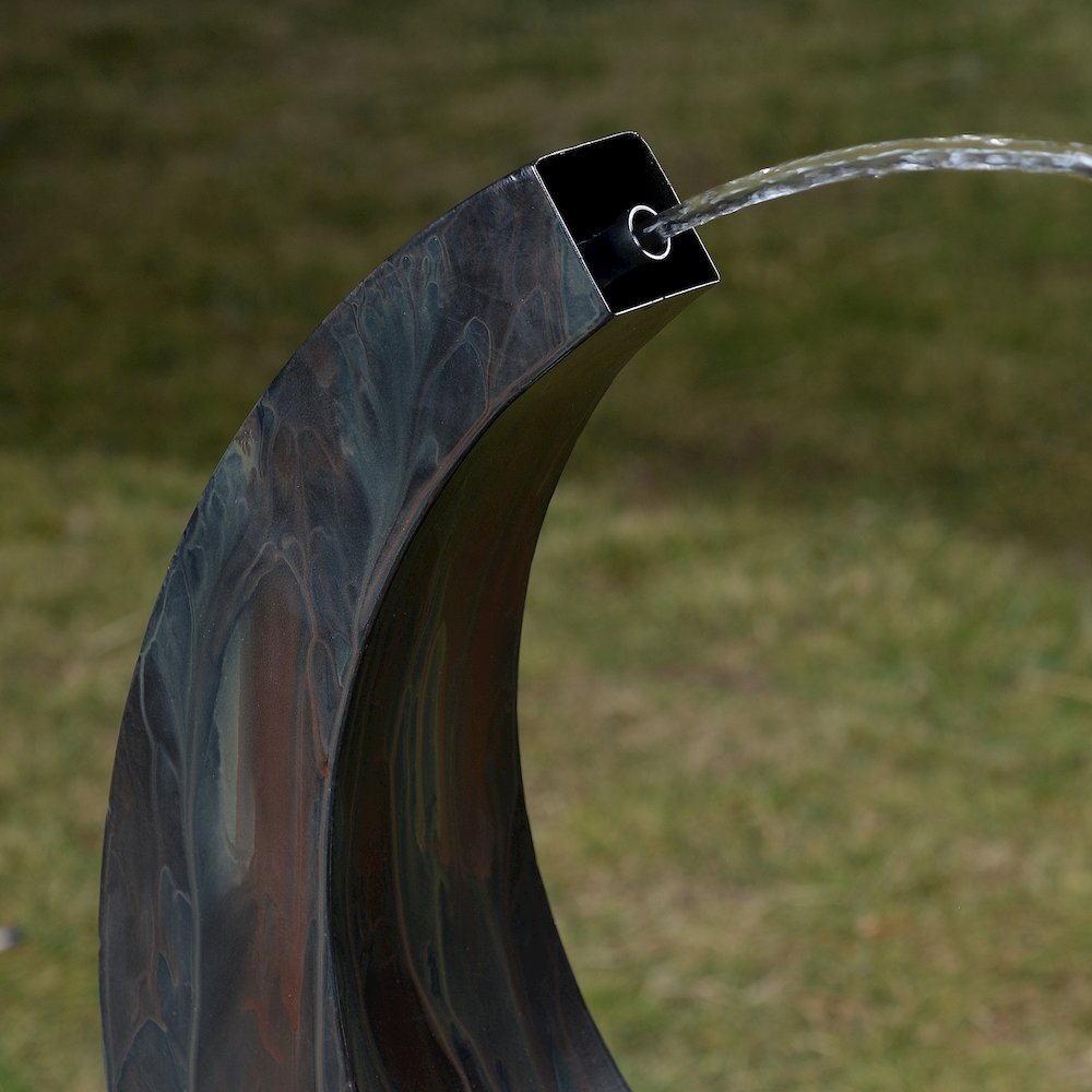 Outdoor Metal Fountain with LED Lights - Rusty Gray. Picture 5