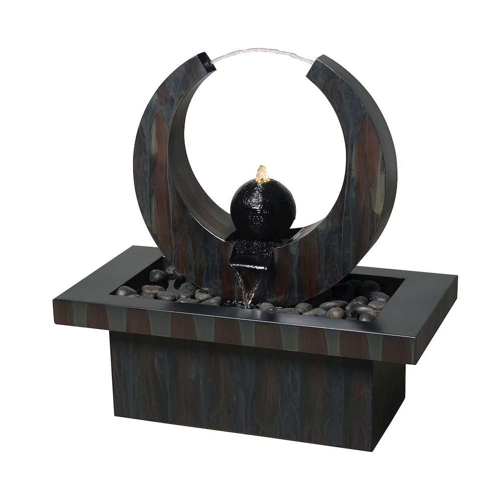 Outdoor Metal Fountain with LED Lights - Rusty Gray. Picture 1