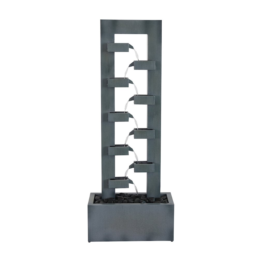 Metal Fountain with Dusty Blue Finish. Picture 1