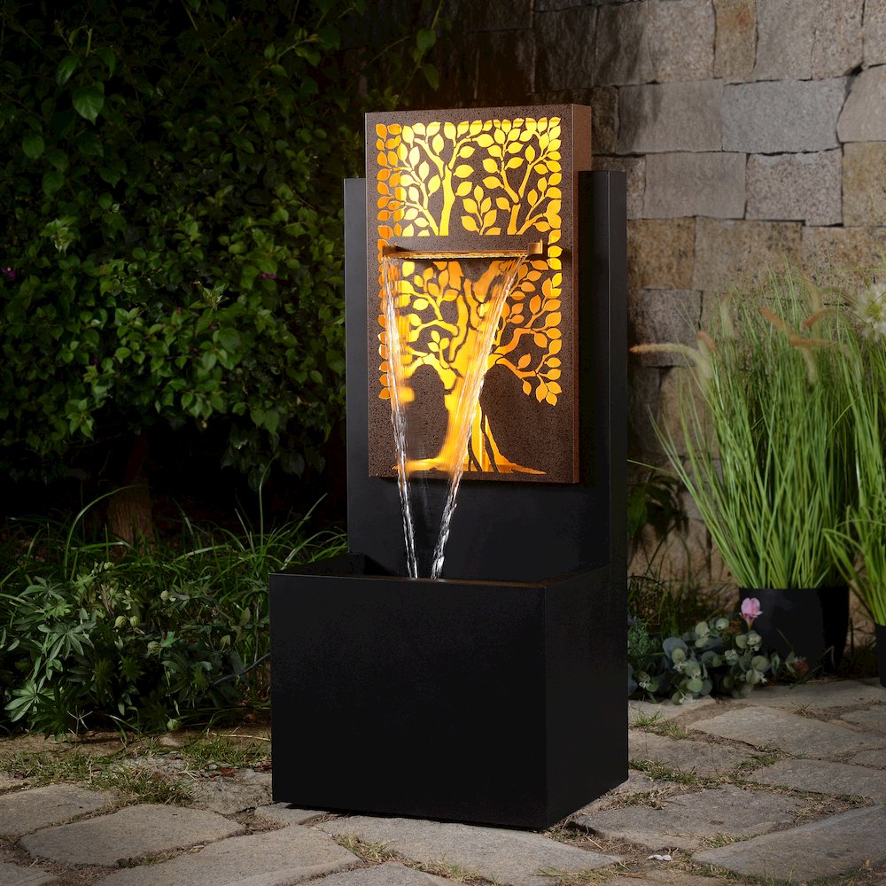 Serenity Grove - Outdoor Metal Square Tree Hollow Fountain. Picture 2