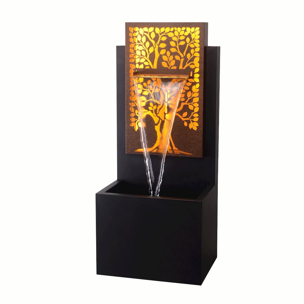 Serenity Grove - Outdoor Metal Square Tree Hollow Fountain. Picture 4