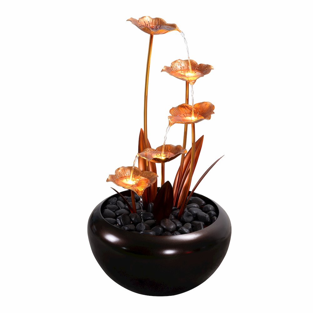 Elegant Zinc Metal Fountain with 4 Warm White LED Lights - Outdoor. Picture 5