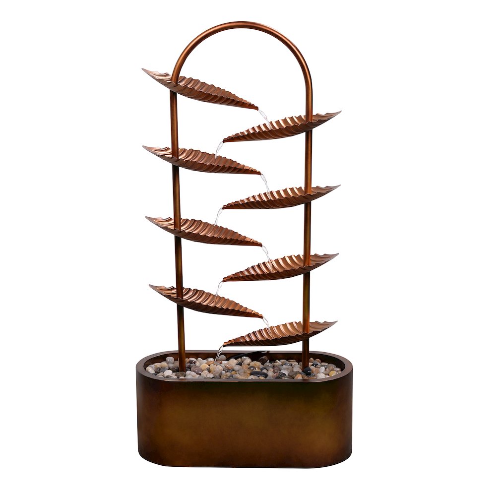 Rustic Metal Leaf Fountain - Outdoor. Picture 1