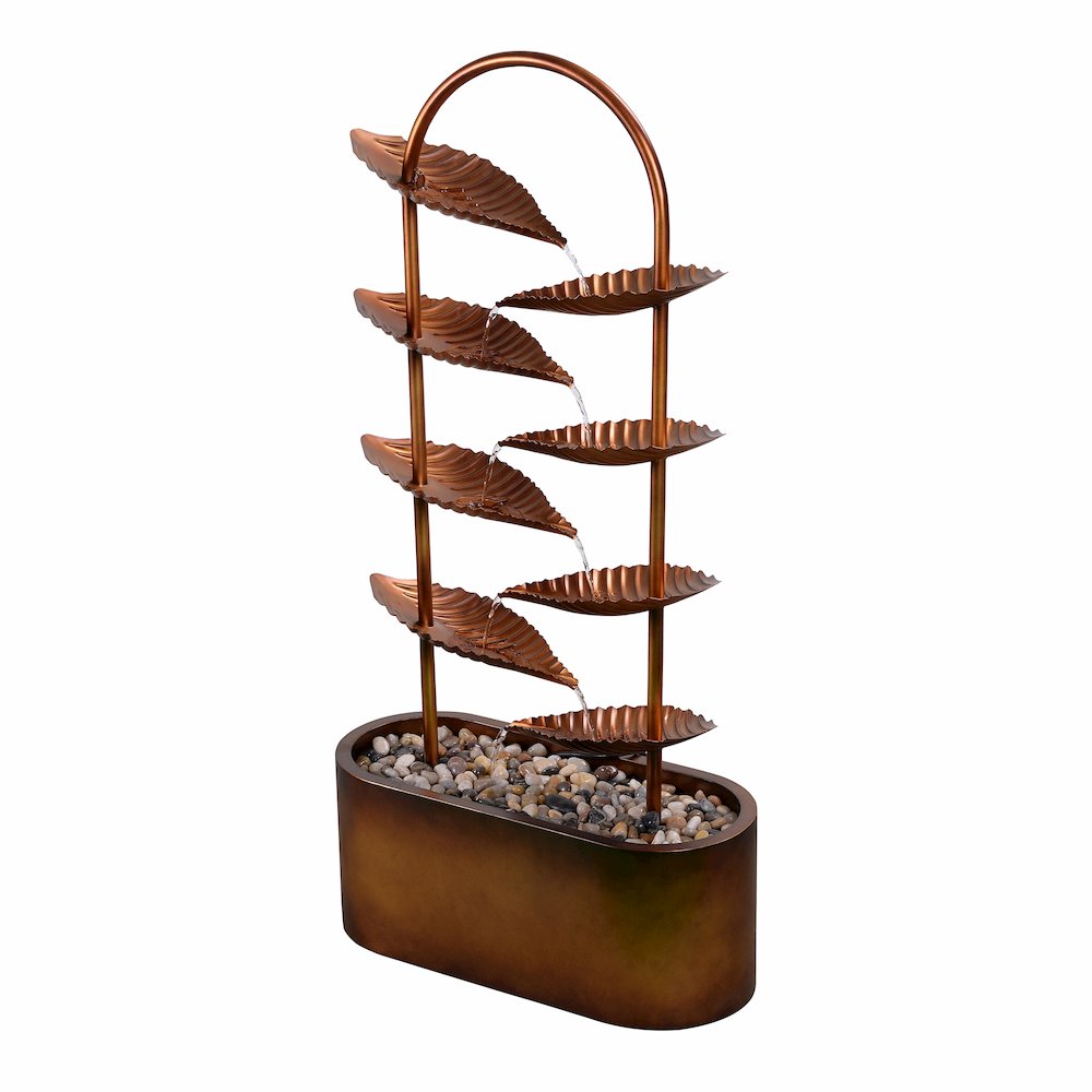Rustic Metal Leaf Fountain - Outdoor. Picture 4