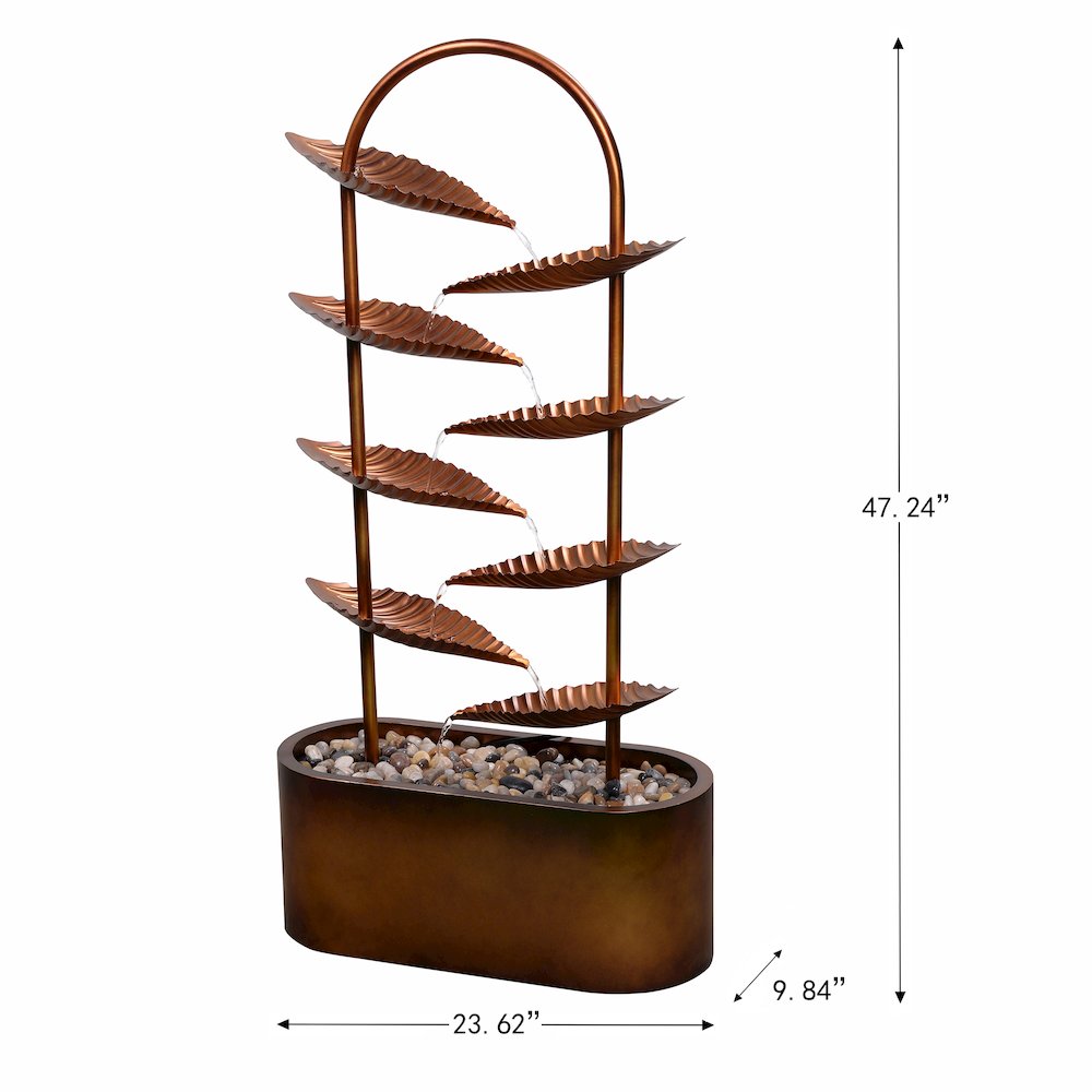 Rustic Metal Leaf Fountain - Outdoor. Picture 3