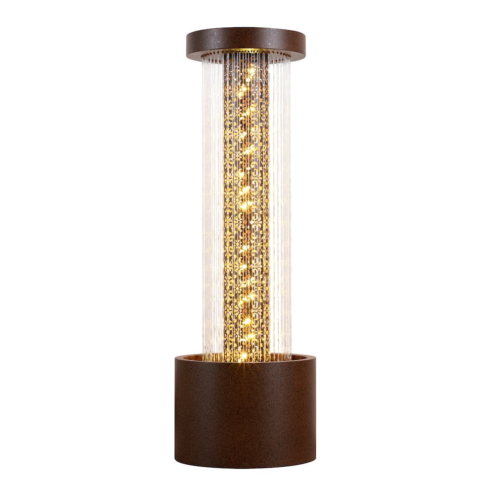 Metal Cascading Rain Water Fountain with Warm White LED Lights - Outdoor. Picture 5