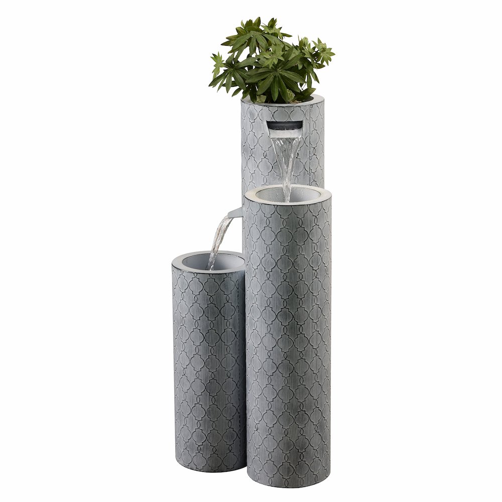 Round 3 Tier Metal Fountain with Planter and LED Lights - Outdoor. Picture 4