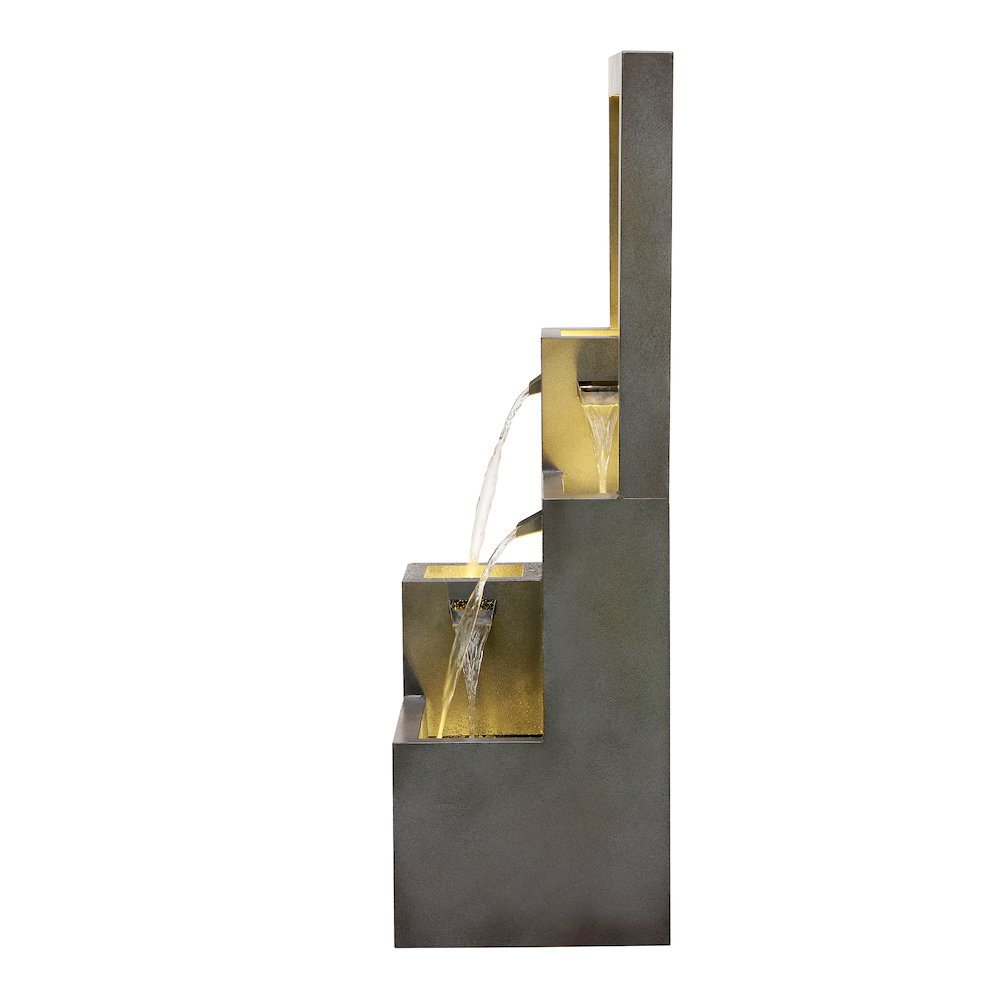 Metal Water Fountain with Bird Design and LED Lights - Outdoor. Picture 5