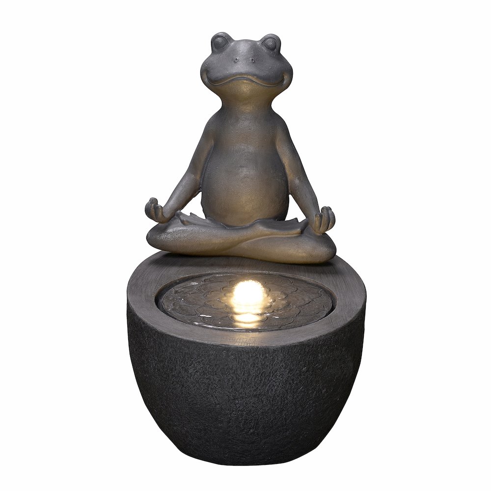 Meditating Frog Polyresin Fountain with LED Lights. Picture 1