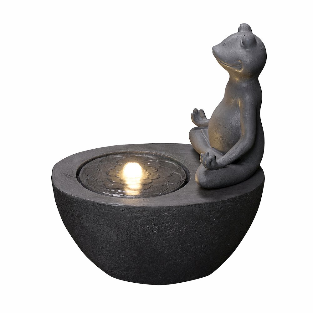 Meditating Frog Polyresin Fountain with LED Lights. Picture 5
