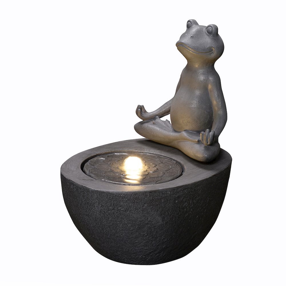 Meditating Frog Polyresin Fountain with LED Lights. Picture 4
