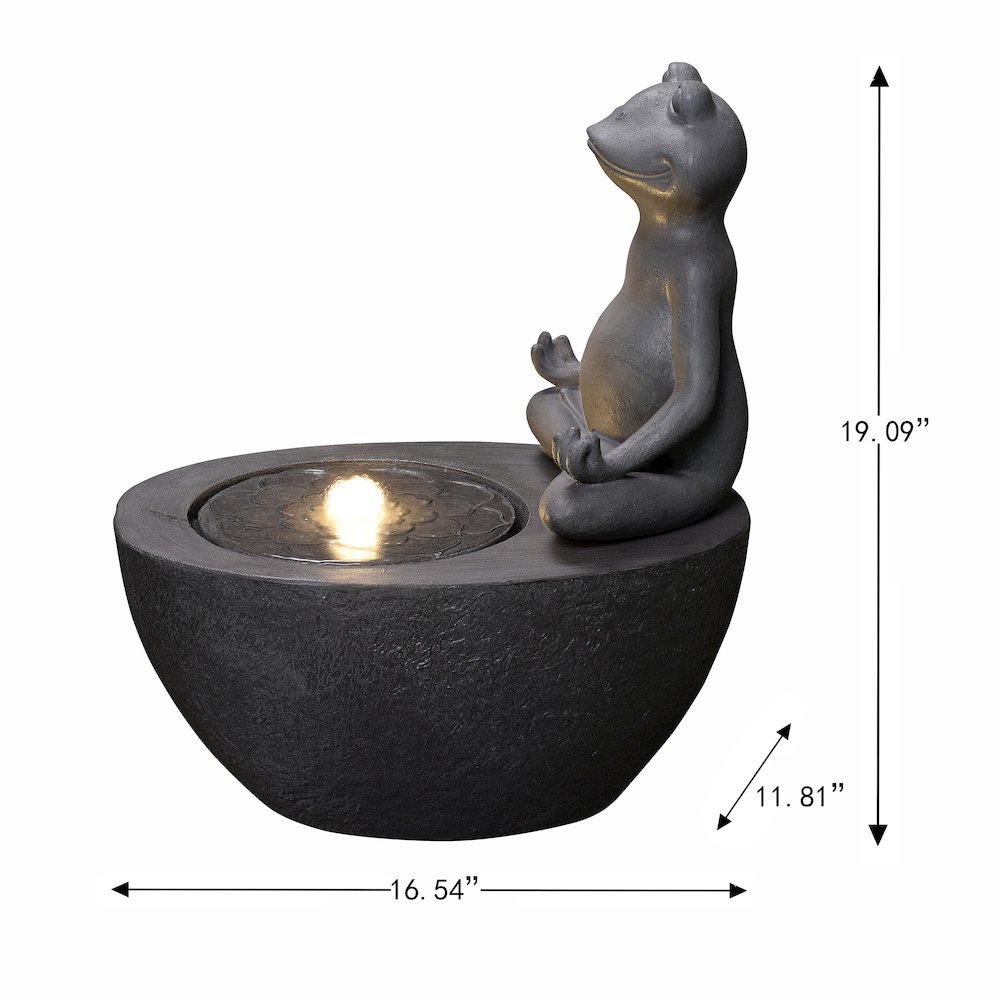 Meditating Frog Polyresin Fountain with LED Lights. Picture 3