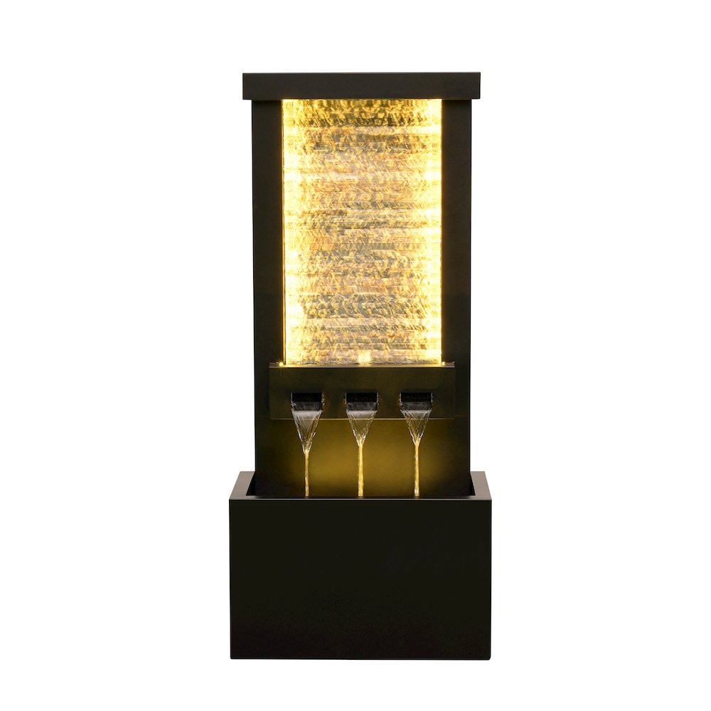 Zinc Metal Fountain with Stone Brick and LED Lights - Outdoor. Picture 1
