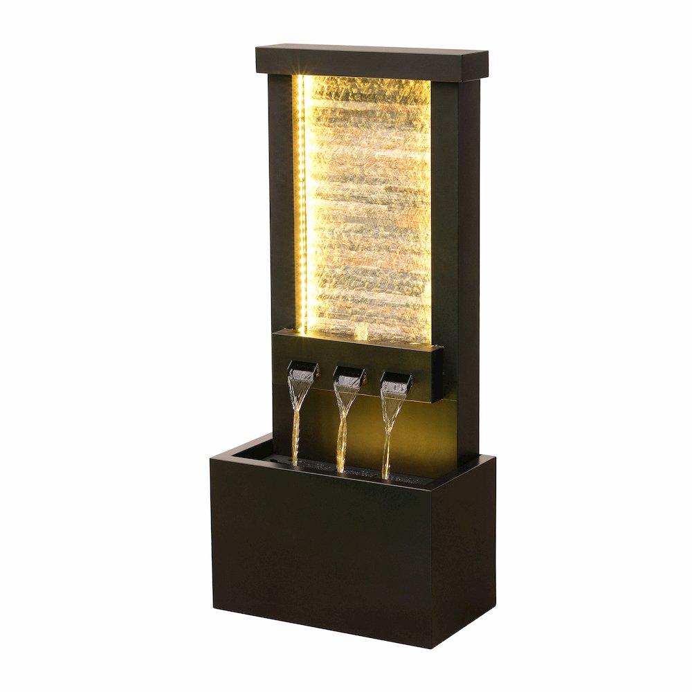 Zinc Metal Fountain with Stone Brick and LED Lights - Outdoor. Picture 4