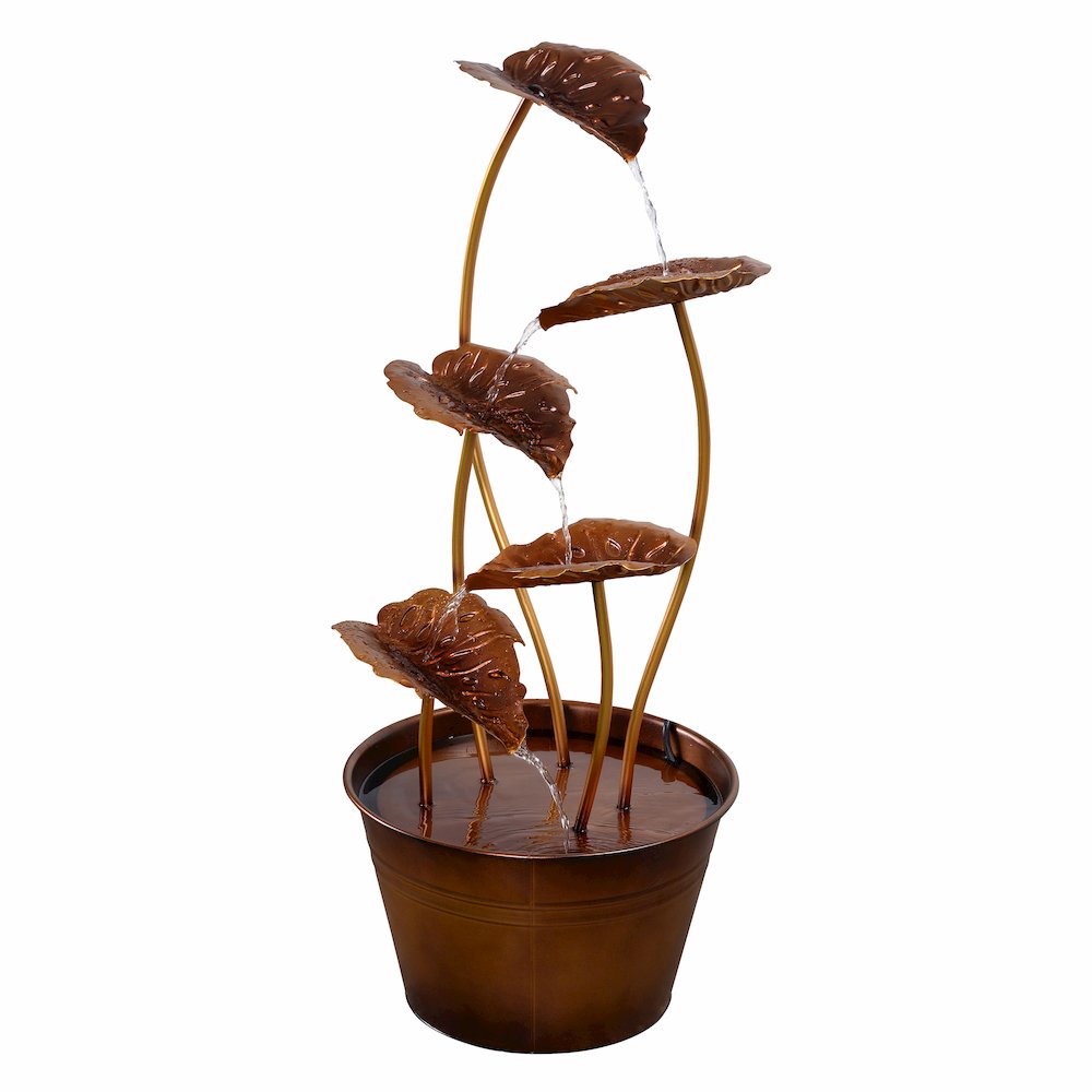 Zinc Metal Flower Fountain with Pump. Picture 1
