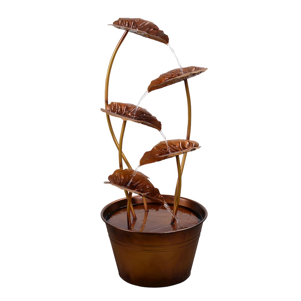 Zinc Metal Flower Fountain with Pump. Picture 4