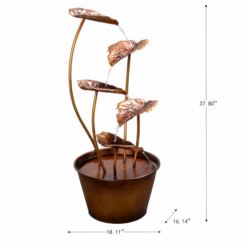 Zinc Metal Flower Fountain with Pump. Picture 3