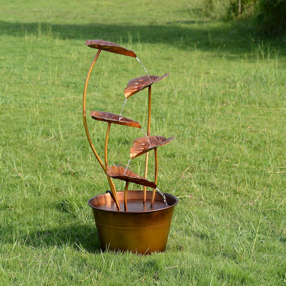 Zinc Metal Flower Fountain with Pump. Picture 2