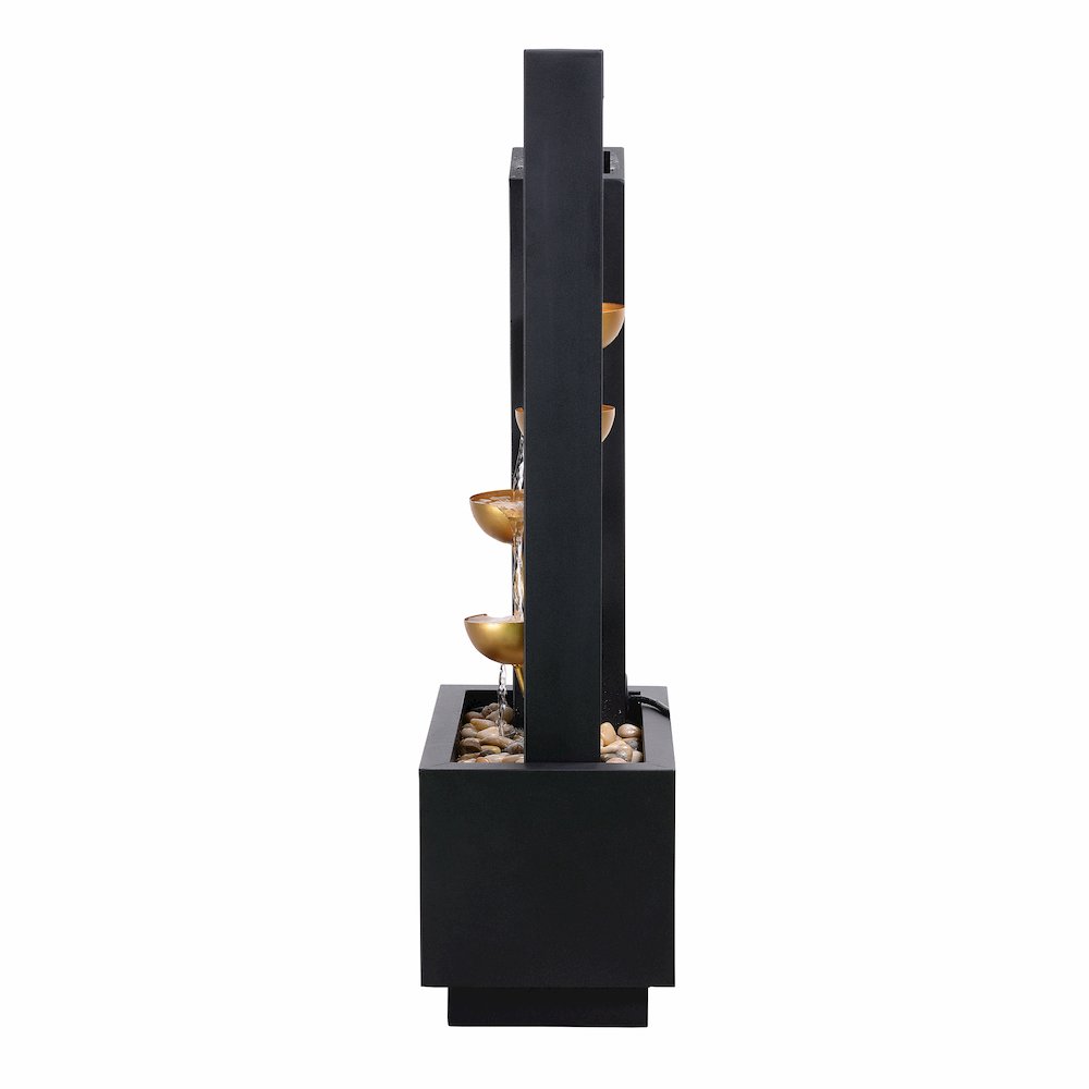 Steel Cups Water Fountain in Matte Black & Gold - Outdoor. Picture 5