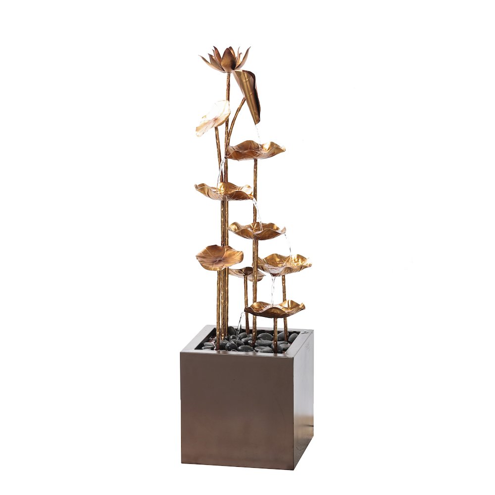 Zinc Metal Gold Lotus Fountain. Picture 1